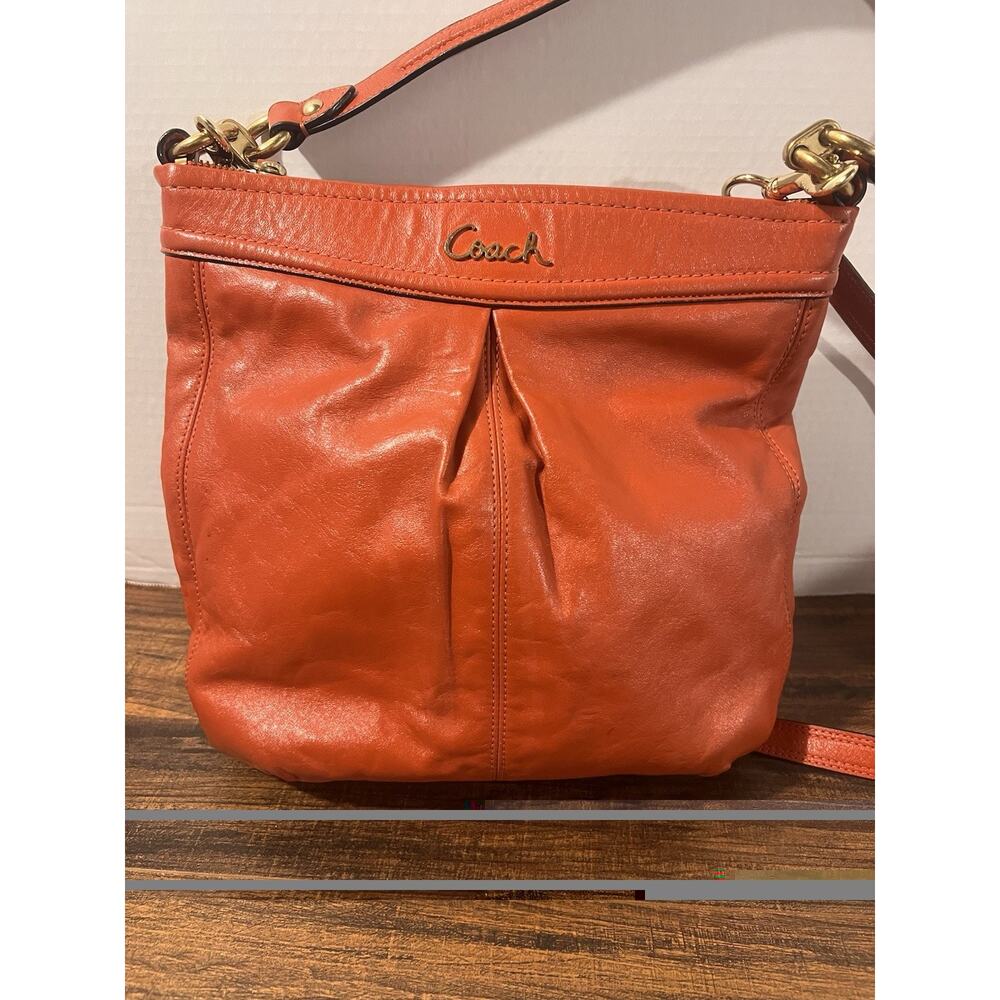 COACH burnt Orange Leather Ashley Hobo Shoulder Bag/cross bag